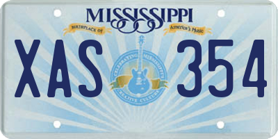 MS license plate XAS354