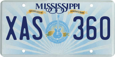 MS license plate XAS360