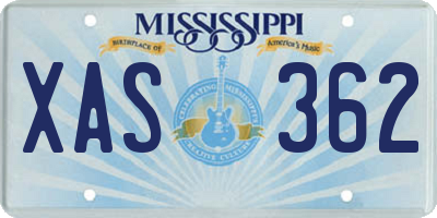 MS license plate XAS362
