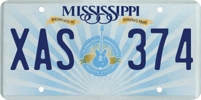 MS license plate XAS374