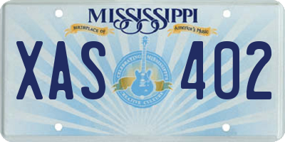 MS license plate XAS402