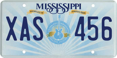 MS license plate XAS456