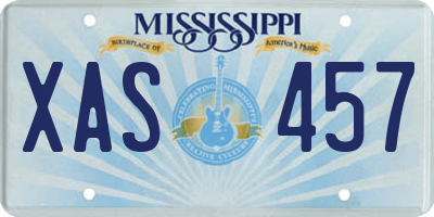 MS license plate XAS457