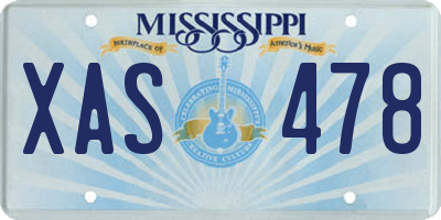 MS license plate XAS478