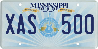 MS license plate XAS500