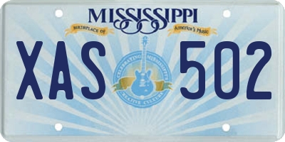MS license plate XAS502