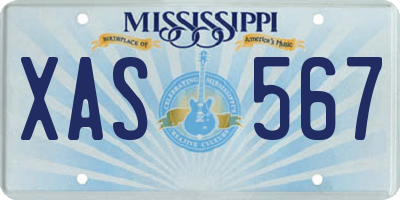 MS license plate XAS567
