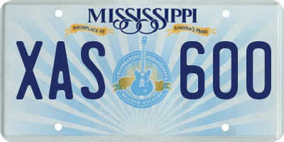MS license plate XAS600