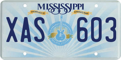 MS license plate XAS603