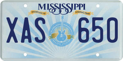 MS license plate XAS650