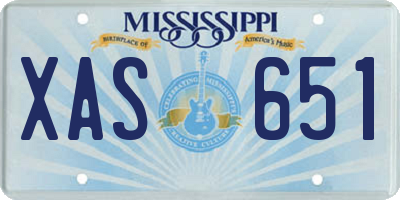MS license plate XAS651