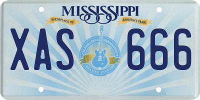 MS license plate XAS666