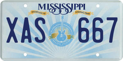 MS license plate XAS667