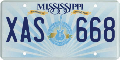 MS license plate XAS668