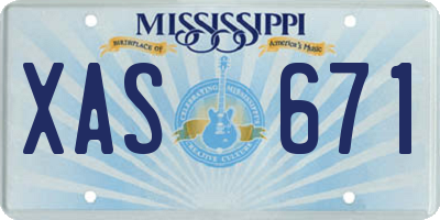 MS license plate XAS671