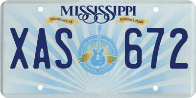MS license plate XAS672