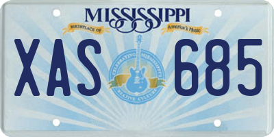 MS license plate XAS685