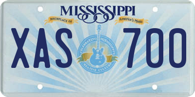 MS license plate XAS700