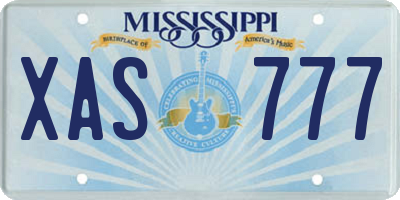 MS license plate XAS777
