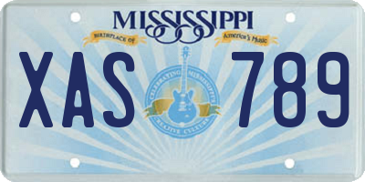 MS license plate XAS789