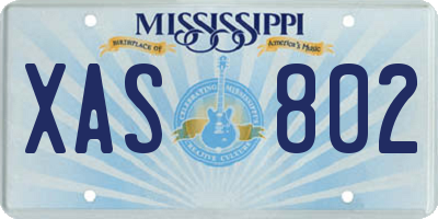 MS license plate XAS802