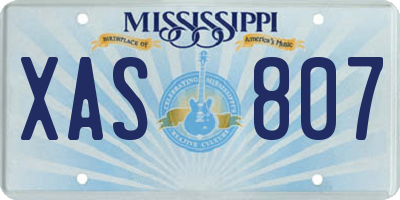 MS license plate XAS807