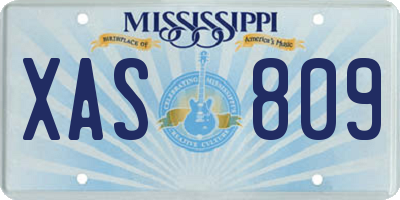 MS license plate XAS809