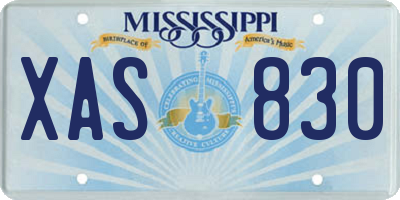 MS license plate XAS830