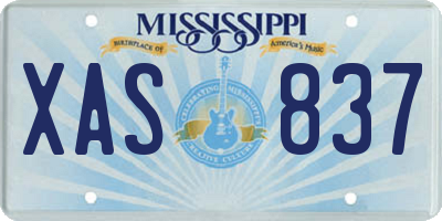 MS license plate XAS837