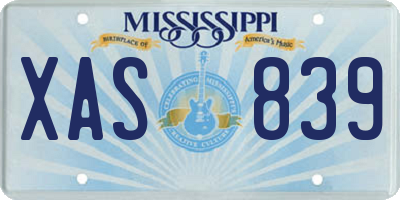MS license plate XAS839