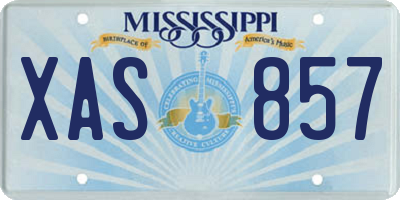 MS license plate XAS857
