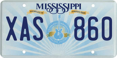 MS license plate XAS860