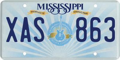 MS license plate XAS863