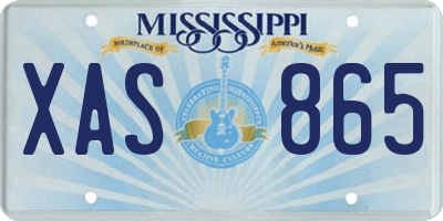MS license plate XAS865