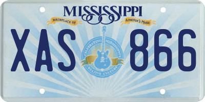 MS license plate XAS866