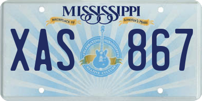 MS license plate XAS867