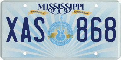 MS license plate XAS868