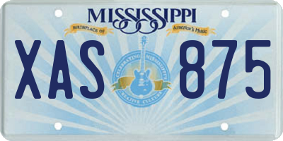 MS license plate XAS875