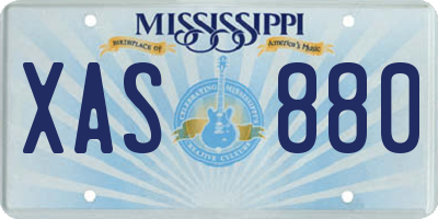 MS license plate XAS880
