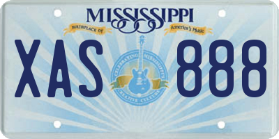MS license plate XAS888