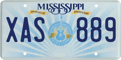 MS license plate XAS889