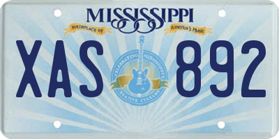 MS license plate XAS892