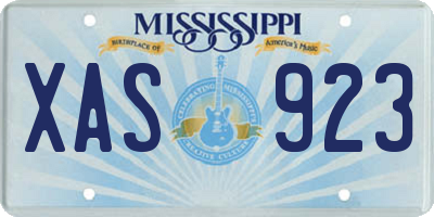 MS license plate XAS923