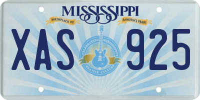 MS license plate XAS925