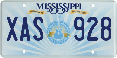 MS license plate XAS928