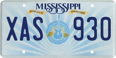MS license plate XAS930
