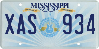 MS license plate XAS934