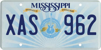 MS license plate XAS962