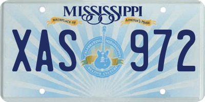 MS license plate XAS972