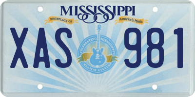 MS license plate XAS981